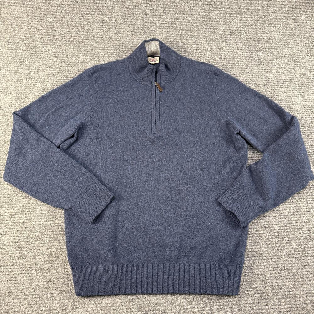 Faherty Sweater Mens Medium Blue Quarter Zip Pullover Organic Cotton Blend Knit